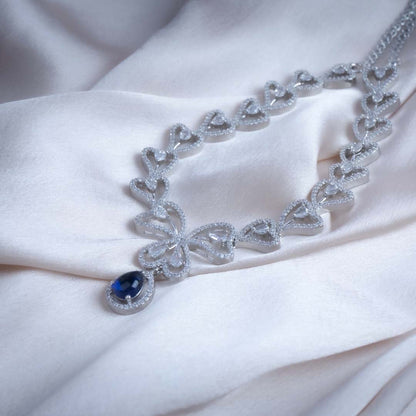Moonlit Ocean Embrace  American Diamond Necklace Set Detail Shot | Traditional Jewellery | Saajo