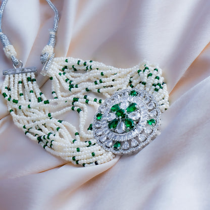 Seraphic Serenity Choker Green Kundan Necklace Set Detail Shot | Traditional Jewellery | Saajo