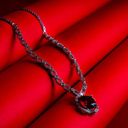 Serene Secrets Red American Diamond Necklace Set Close Up | Indian Jewellery | Saajo