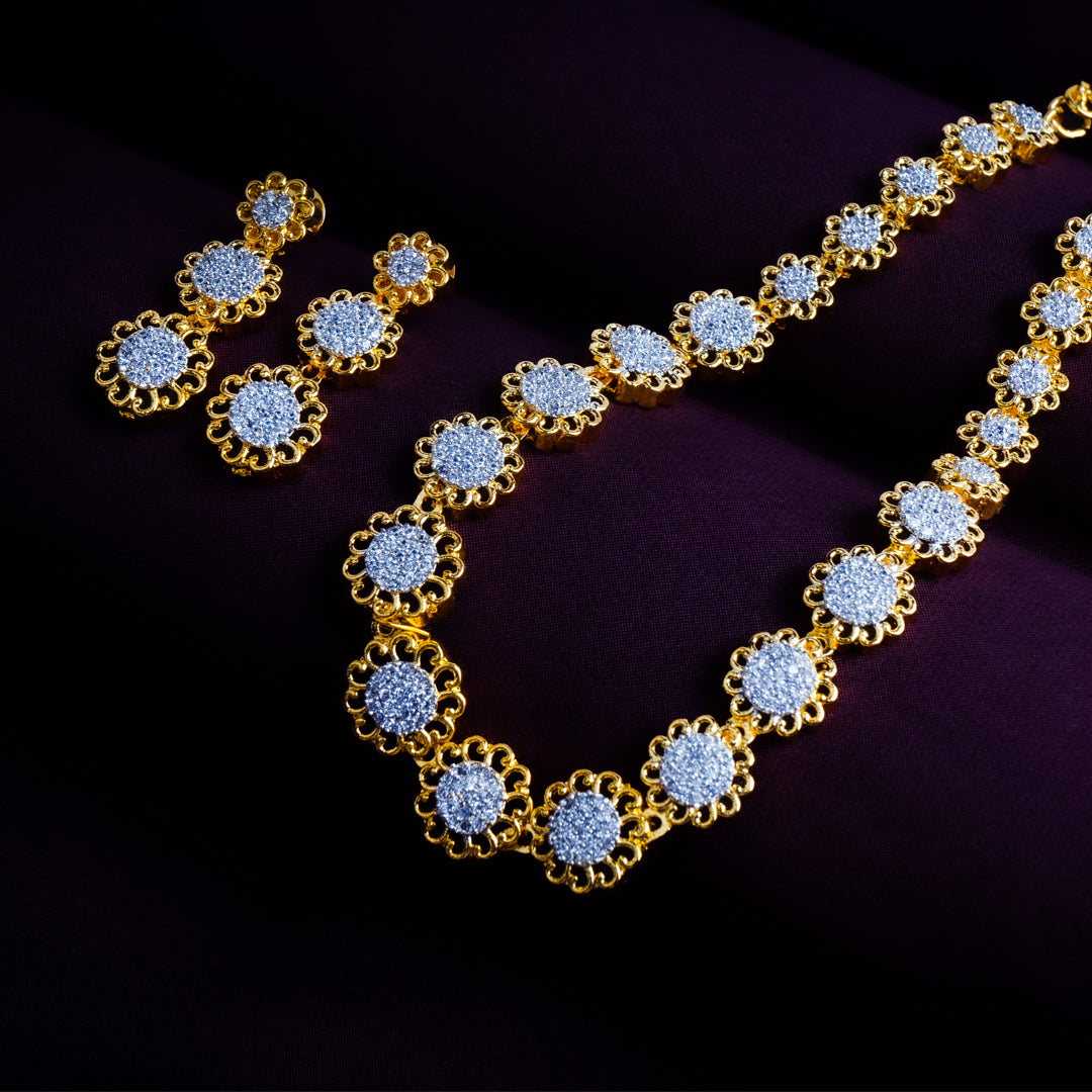 Divine Harmony Gold & Silver Choker Necklace Set Close Up | Indian Jewellery | Saajo