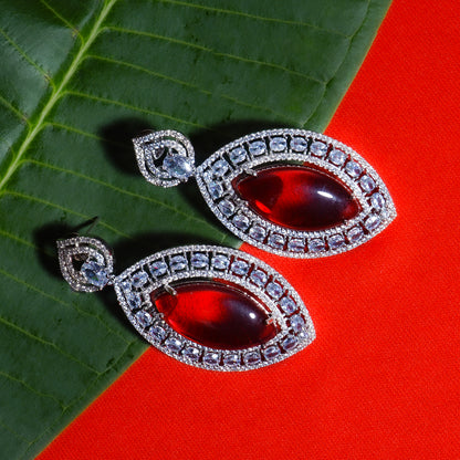 Forever and Always Rose Wine Red CZ Earrings Detail Shot | Traditional Jewellery | Saajo