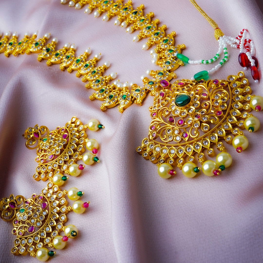 Divine Goddess Gold Kundan AD Necklace Set Styled Look | Indian Jewellery | Saajo