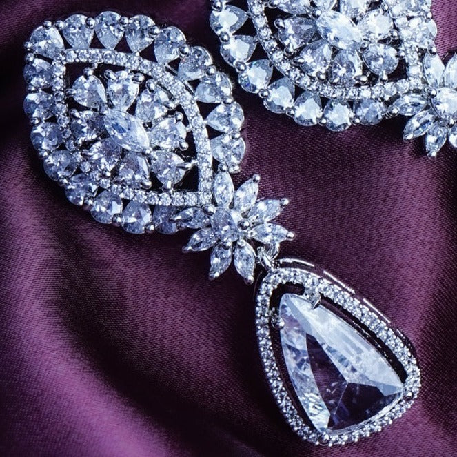 Celestial Centric Clear CZ Dangler Earrings Styled Look | Indian Jewellery | Saajo