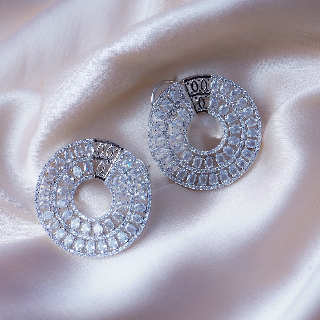 Opulent Orb Clear CZ Crystal Earrings Detail Shot | Traditional Jewellery | Saajo