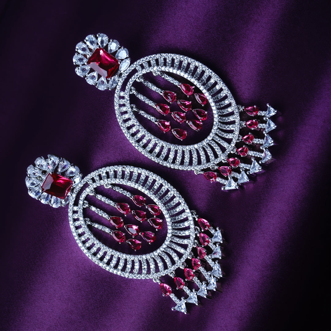 Empowered Expression Raspberry Pink CZ Earrings Styled Look | Indian Jewellery | Saajo