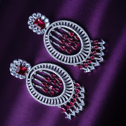 Empowered Expression Raspberry Pink CZ Earrings Styled Look | Indian Jewellery | Saajo
