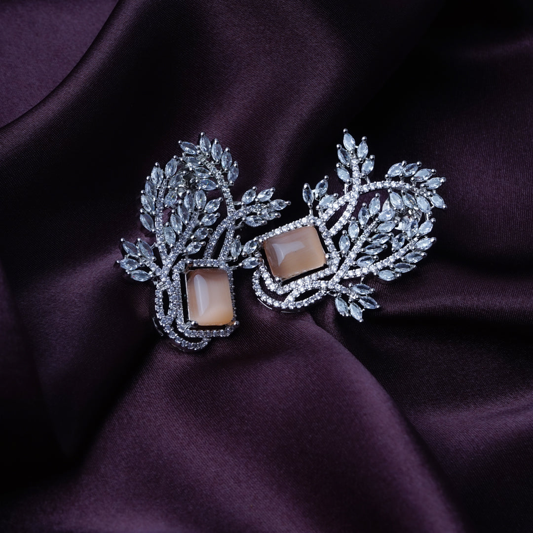 Red Carpet Charisma Persian Orange CZ Earrings Detail Shot | Traditional Jewellery | Saajo
