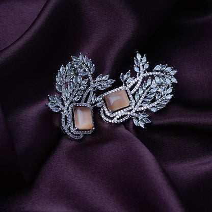 Red Carpet Charisma Persian Orange CZ Earrings Detail Shot | Traditional Jewellery | Saajo