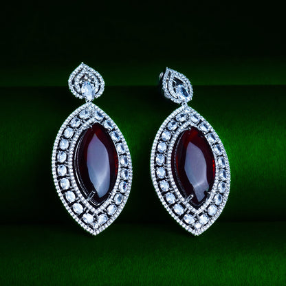 Forever and Always Merlot Wine Red CZ Earrings Close Up | Indian Jewellery | Saajo