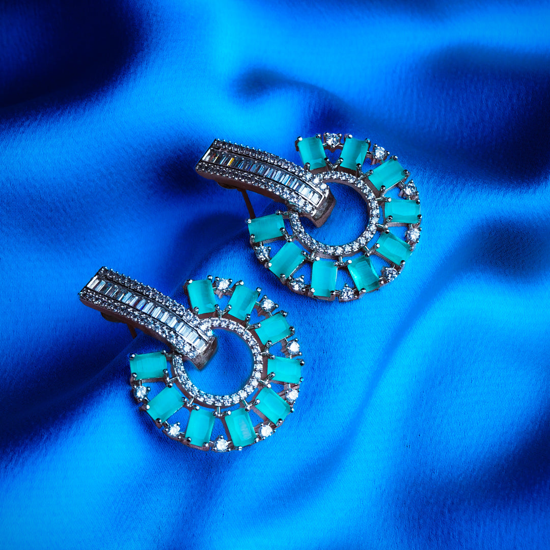 Oceanic Opulence Sea Green CZ Earrings Styled Look | Indian Jewellery | Saajo