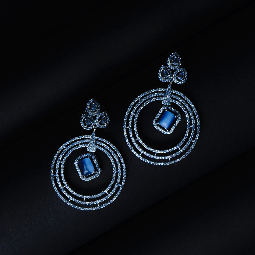 Ambitious Aura Columbia Blue CZ Dangler Earrings Styled Look | Indian Jewellery | Saajo