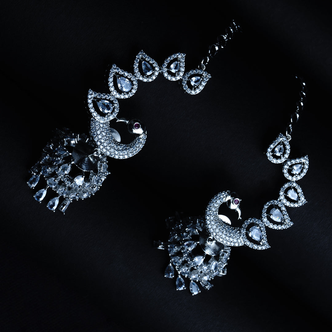 Icybreeze Sparkle White CZ Jhumka Earrings Close Up | Indian Jewellery | Saajo