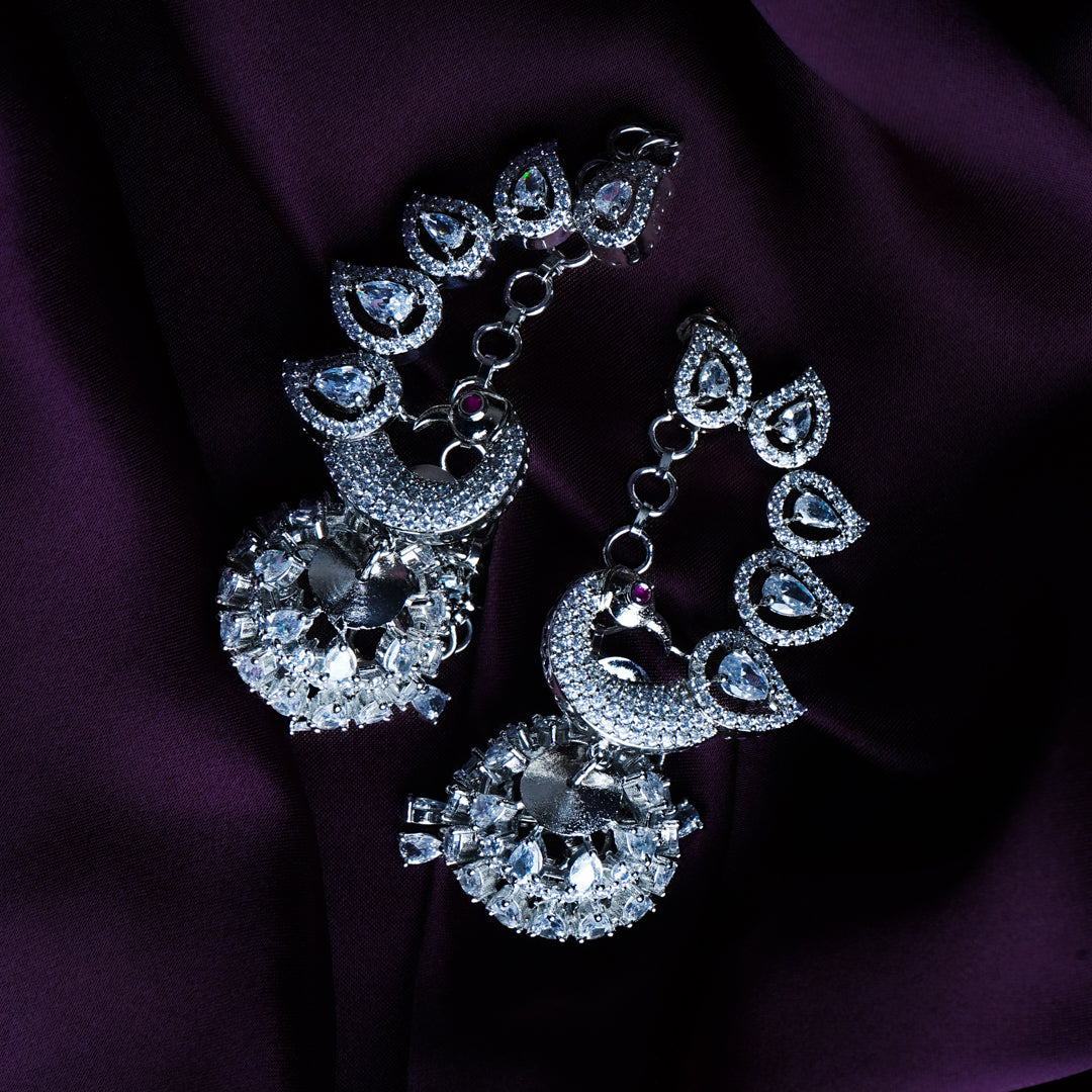 Icybreeze Sparkle White CZ Jhumka Earrings Styled Look | Indian Jewellery | Saajo