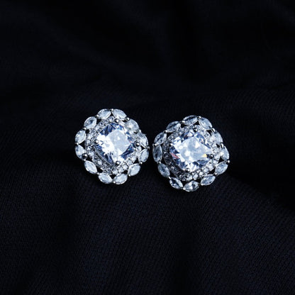 Subtle Glamour Clear Crystal CZ Stud Earrings Styled Look | Indian Jewellery | Saajo
