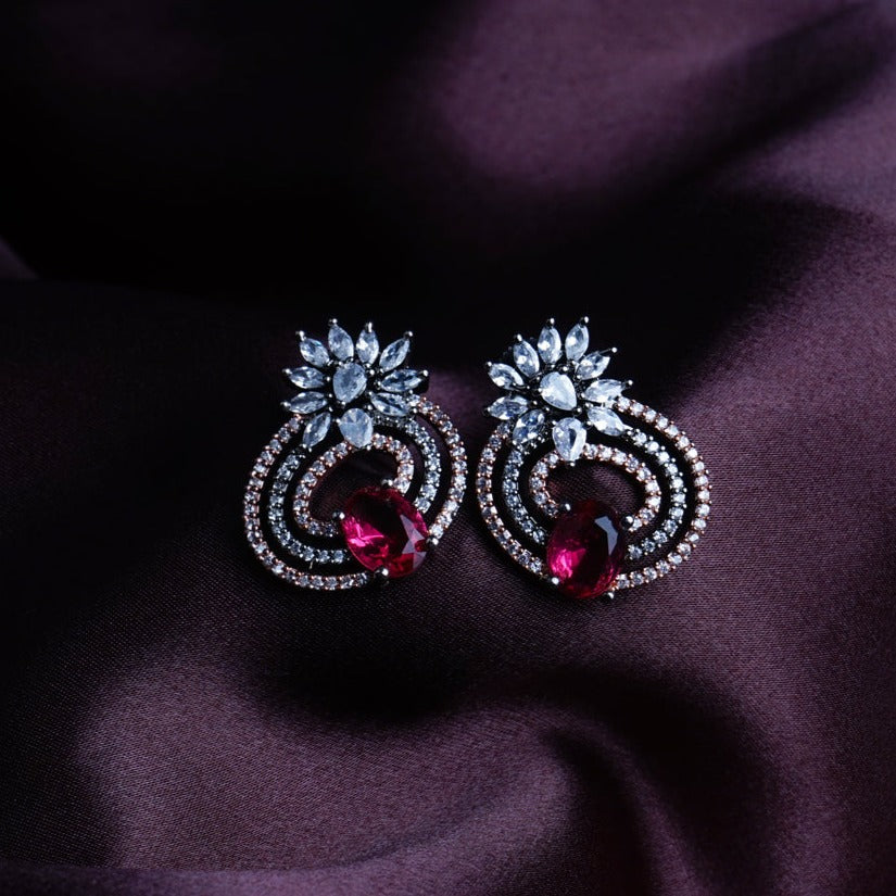 Cinematic Glamour Pink CZ Stud Earrings Styled Look | Indian Jewellery | Saajo