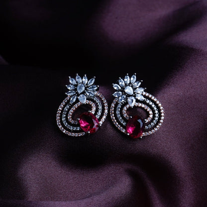 Cinematic Glamour Pink CZ Stud Earrings Styled Look | Indian Jewellery | Saajo