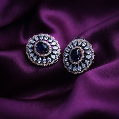 Queen of Confidence Blue CZ Stud Earrings Styled Look | Indian Jewellery | Saajo