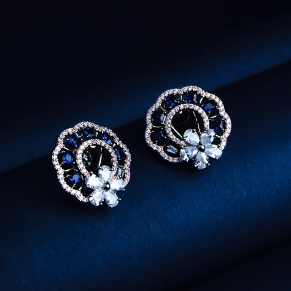 Jubilant Journey Blue CZ Stud Earrings | Premium Indian Jewellery | Saajo