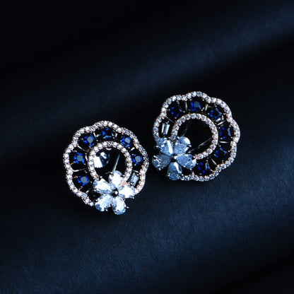 Jubilant Journey Blue CZ Stud Earrings Detail Shot | Traditional Jewellery | Saajo