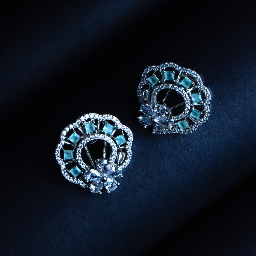 Jubilant Journey Mint Green CZ Stud Earrings Styled Look | Indian Jewellery | Saajo