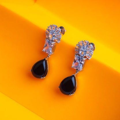 Divine Adoration Navy Blue CZ Earrings Detail Shot | Traditional Jewellery | Saajo