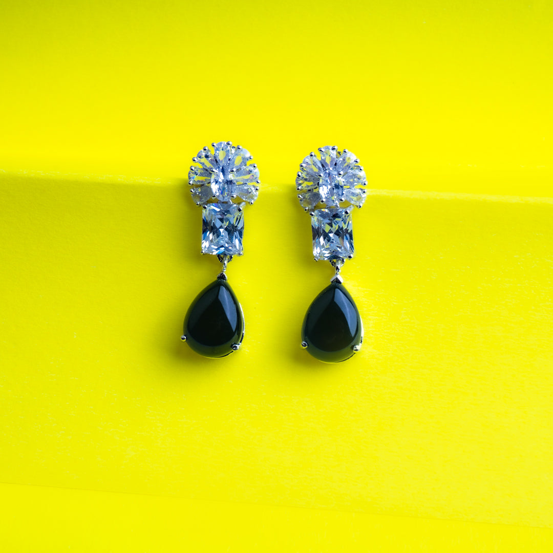 Divine Adoration Navy Blue CZ Earrings Styled Look | Indian Jewellery | Saajo