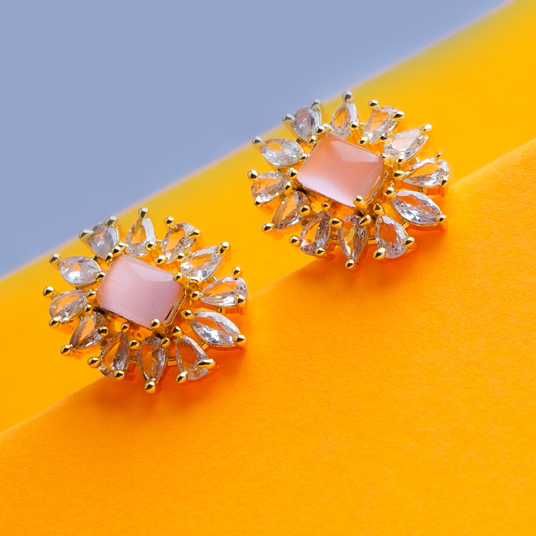 Fearless Flourish Peach Stud Earrings Styled Look | Indian Jewellery | Saajo