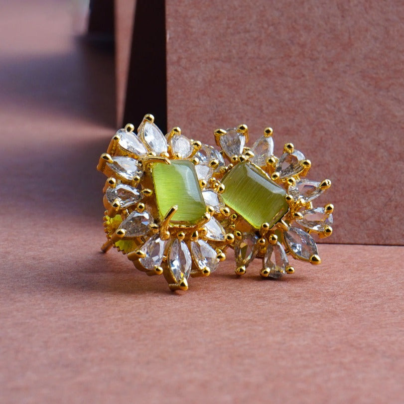 Fearless Flourish Lime Stud Earrings | Premium Indian Jewellery | Saajo