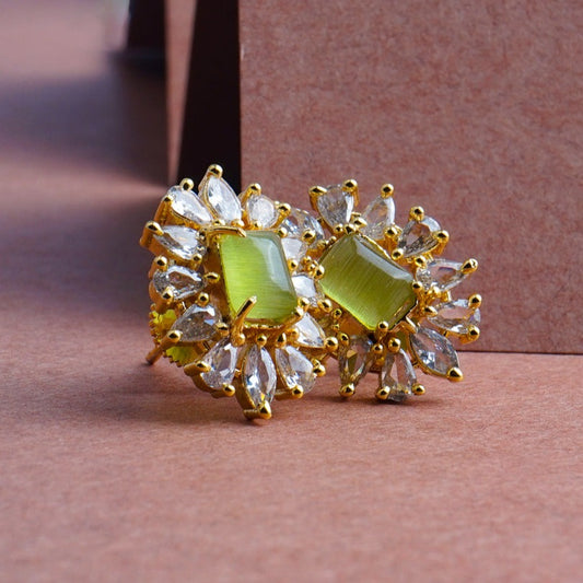 Fearless Flourish Lime Stud Earrings | Premium Indian Jewellery | Saajo