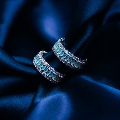 Cosmic Cubicle Sea Green & White CZ Earrings Styled Look | Indian Jewellery | Saajo