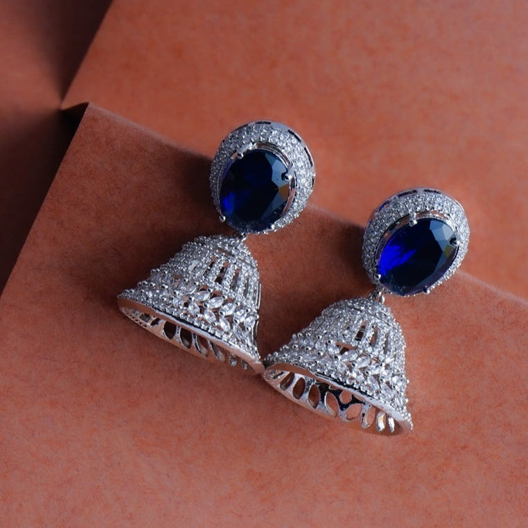 Fearless Feminine Indigo Jhumka Earrings Detail Shot | Traditional Jewellery | Saajo