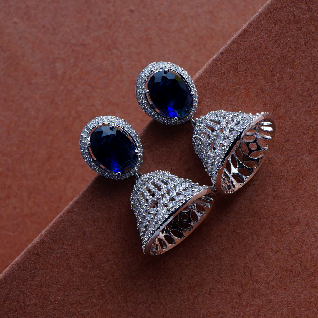 Fearless Feminine Indigo Jhumka Earrings | Premium Indian Jewellery | Saajo