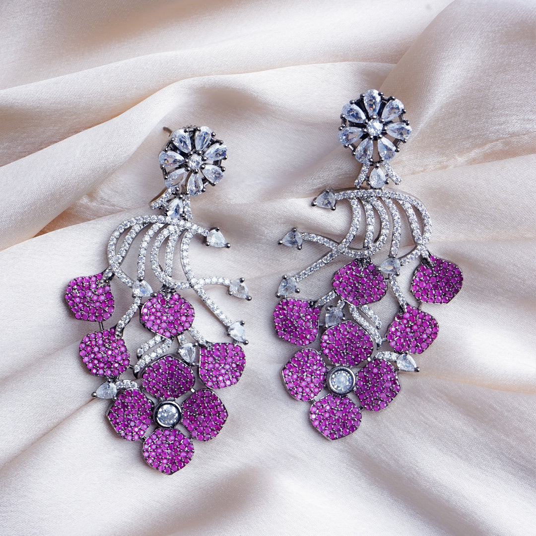 Sweet Wineberry Delight Plum Purple CZ Earrings Styled Look | Indian Jewellery | Saajo