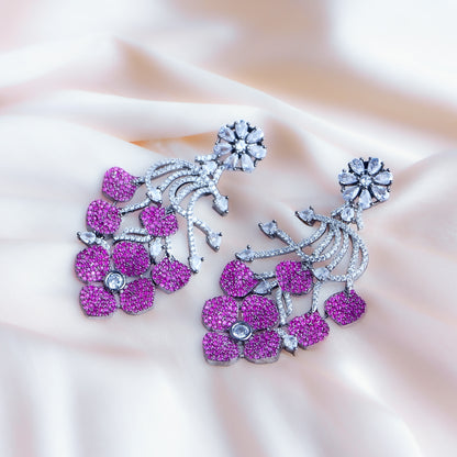 Sweet Wineberry Delight Plum Purple CZ Earrings | Premium Indian Jewellery | Saajo