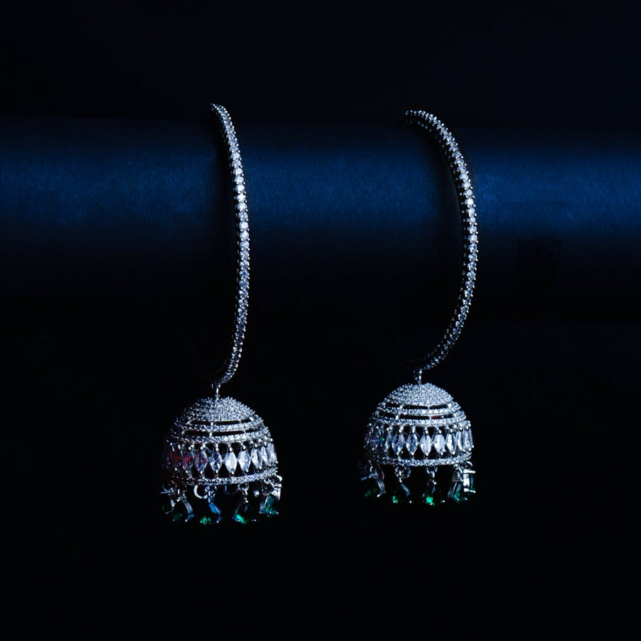 Festive Flamenco Verde Green CZ Earrings Styled Look | Indian Jewellery | Saajo