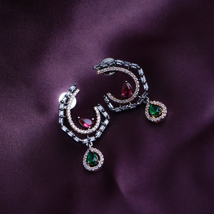 Mesmerizing Chromatic Multicolour CZ Earrings Detail Shot | Traditional Jewellery | Saajo