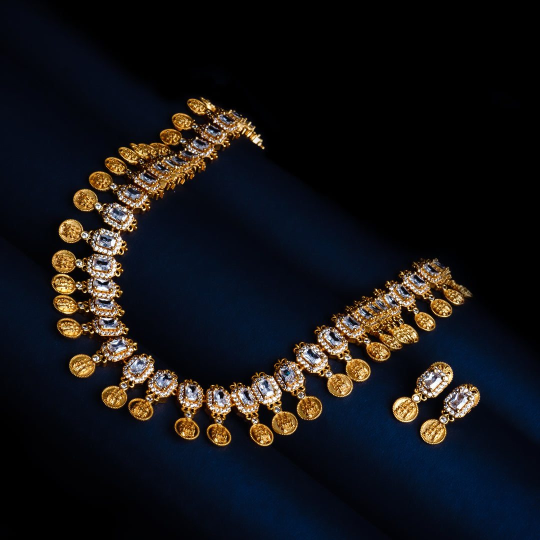 Whispers of Mantras Kundan Necklace Set I AD I CZ Detail Shot | Traditional Jewellery | Saajo