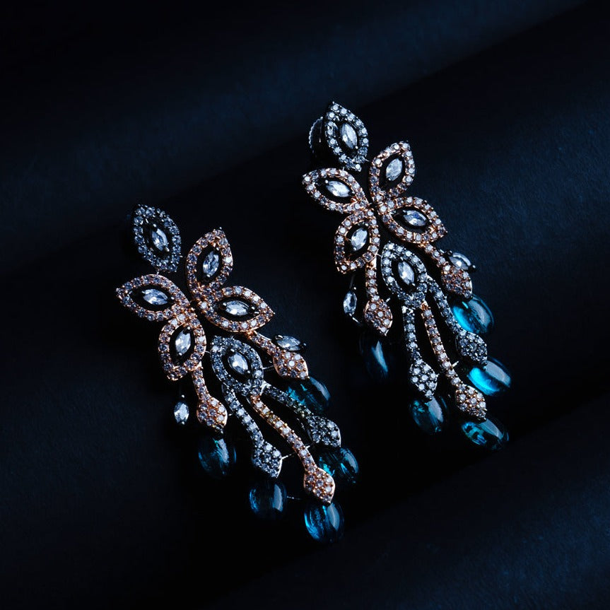 Ethereal Vision Green CZ Ethnic Earrings Detail Shot | Traditional Jewellery | Saajo