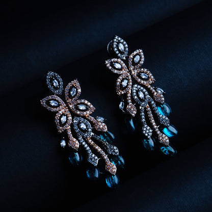Ethereal Vision Green CZ Ethnic Earrings Detail Shot | Traditional Jewellery | Saajo