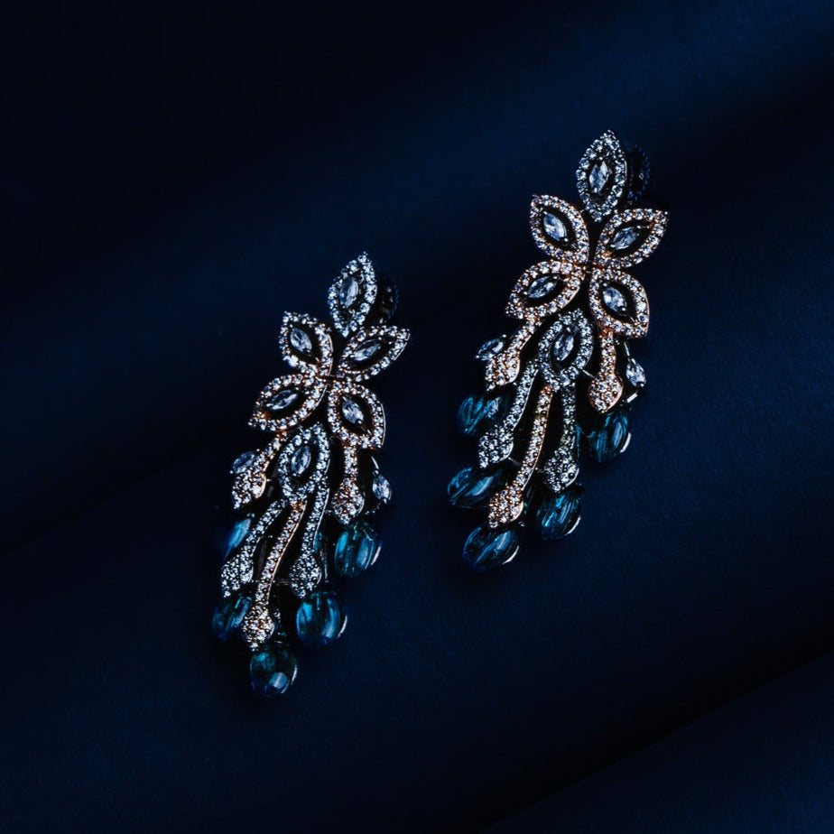Ethereal Vision Green CZ Ethnic Earrings Styled Look | Indian Jewellery | Saajo