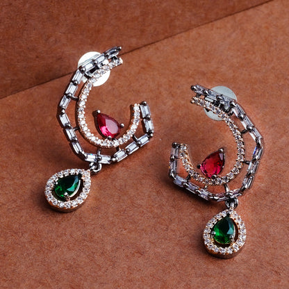 Mesmerizing Chromatic Multicolour CZ Earrings | Premium Indian Jewellery | Saajo