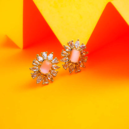 Fearless Flourish Peach Stud Earrings Detail Shot | Traditional Jewellery | Saajo